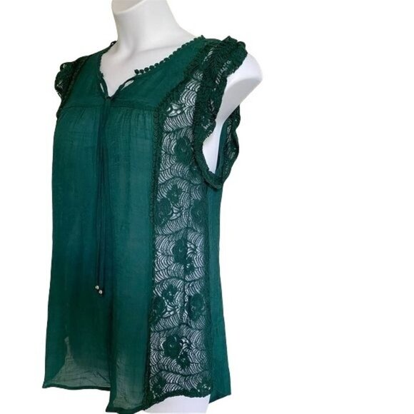 No Boundaries Sleeveless Teal Top with Lace Sides XL - Picture 3 of 8